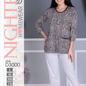 PIŻAMA DAMSKA model: D3000 (L, XL, 1XL, 2XL, 3XL, 4XL)