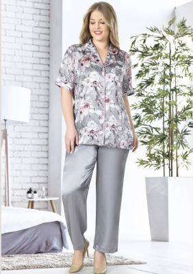 PIŻAMA DAMSKA satynowa model: 1608505021 (1XL, 2XL, 3XL) - obrazek 2