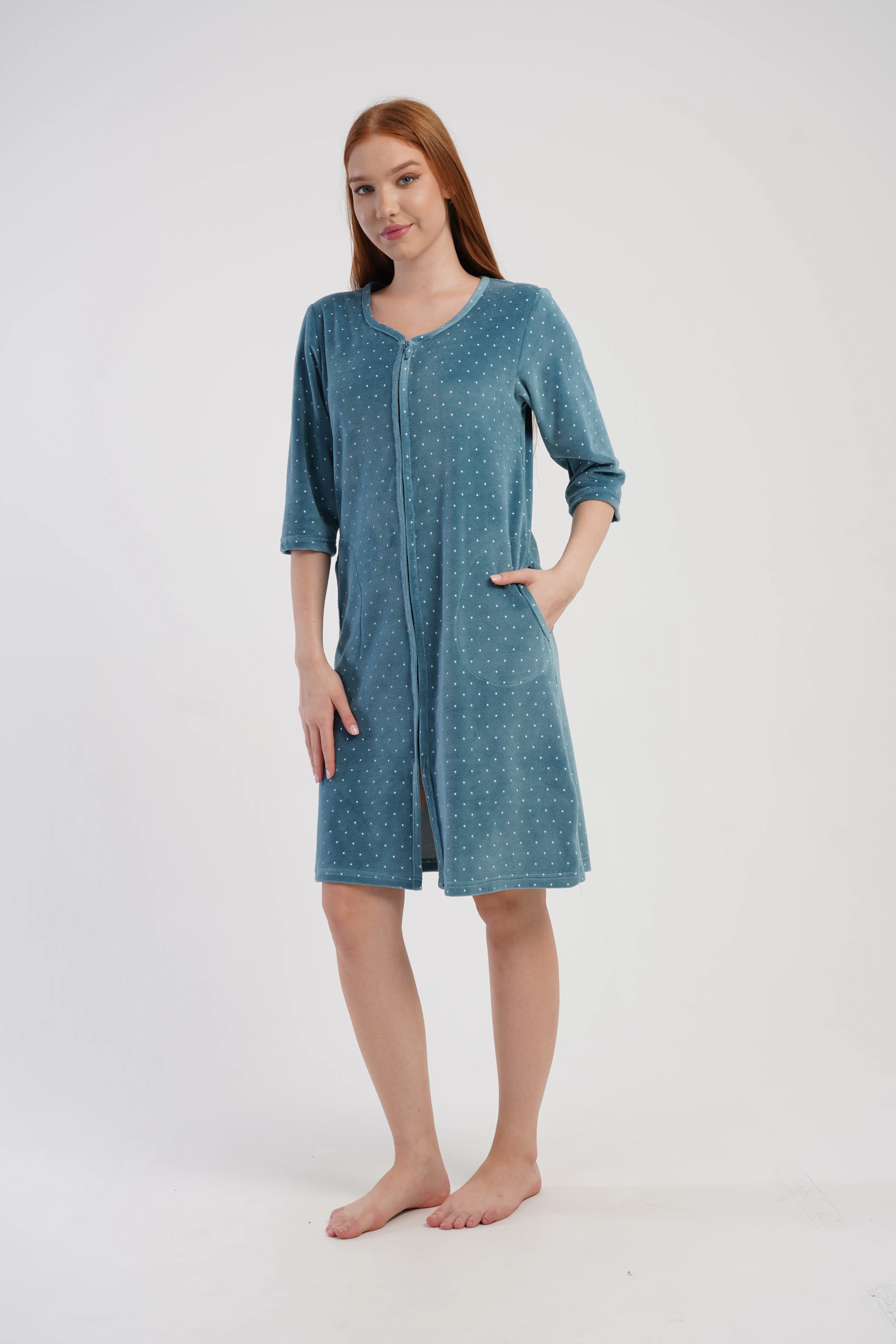 DSC00790 SZLAFROK DAMSKI welur model: 5070122126 (M, L, XL, XXL) - obrazek 4