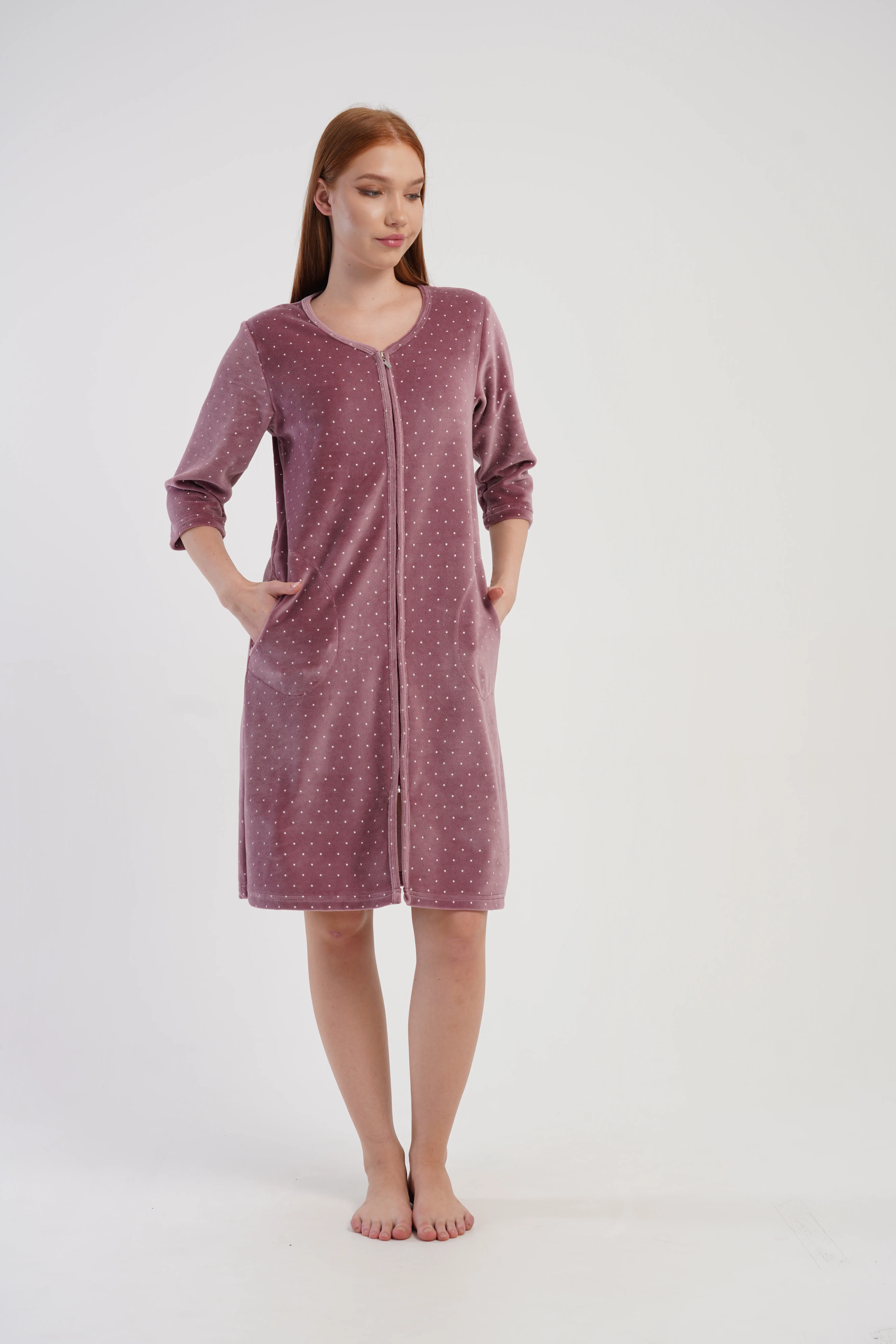 DSC00801 SZLAFROK DAMSKI welur model: 5070102126 (M, L, XL, XXL) - obrazek 3