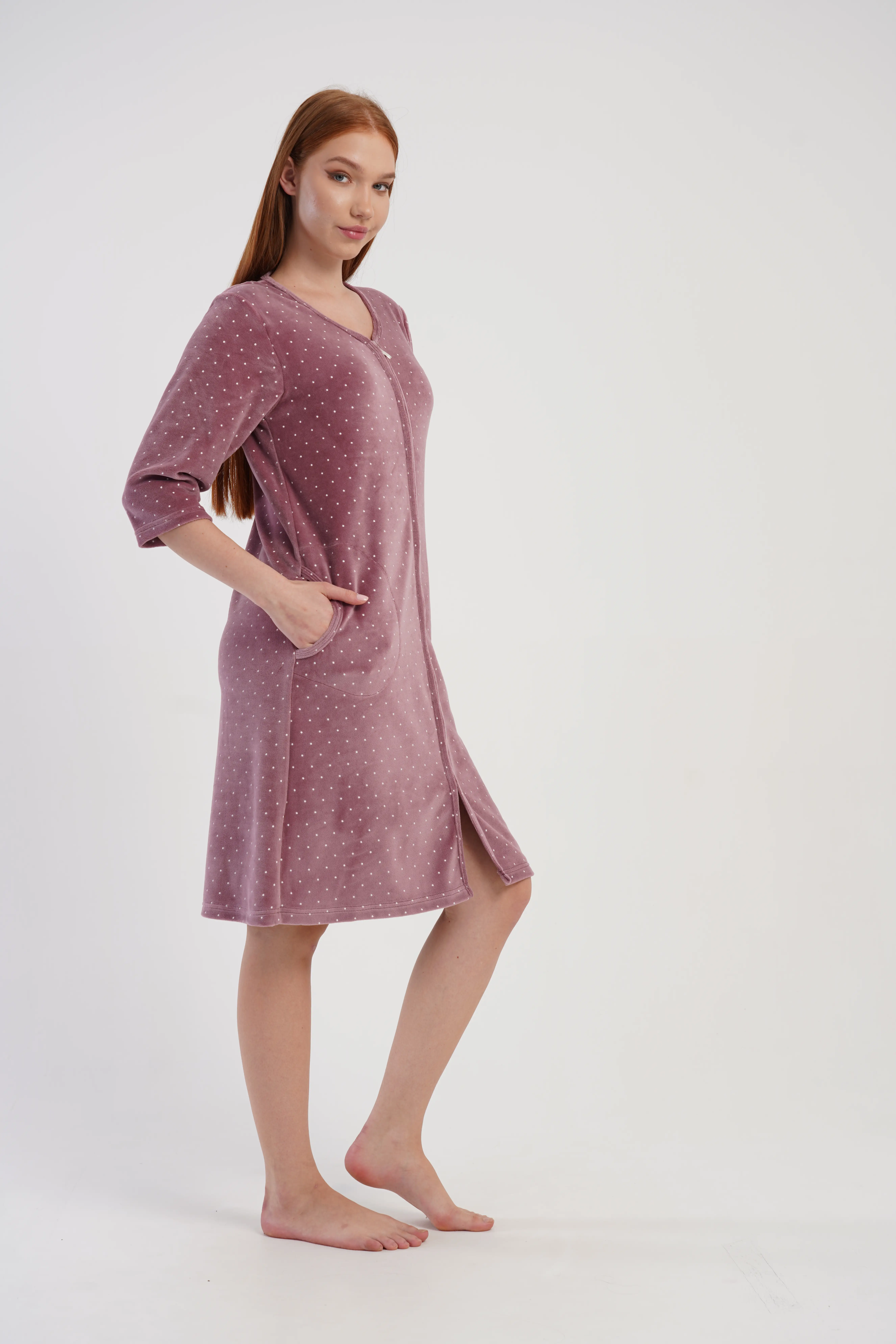 DSC00808 SZLAFROK DAMSKI welur model: 5070102126 (M, L, XL, XXL) - obrazek 4