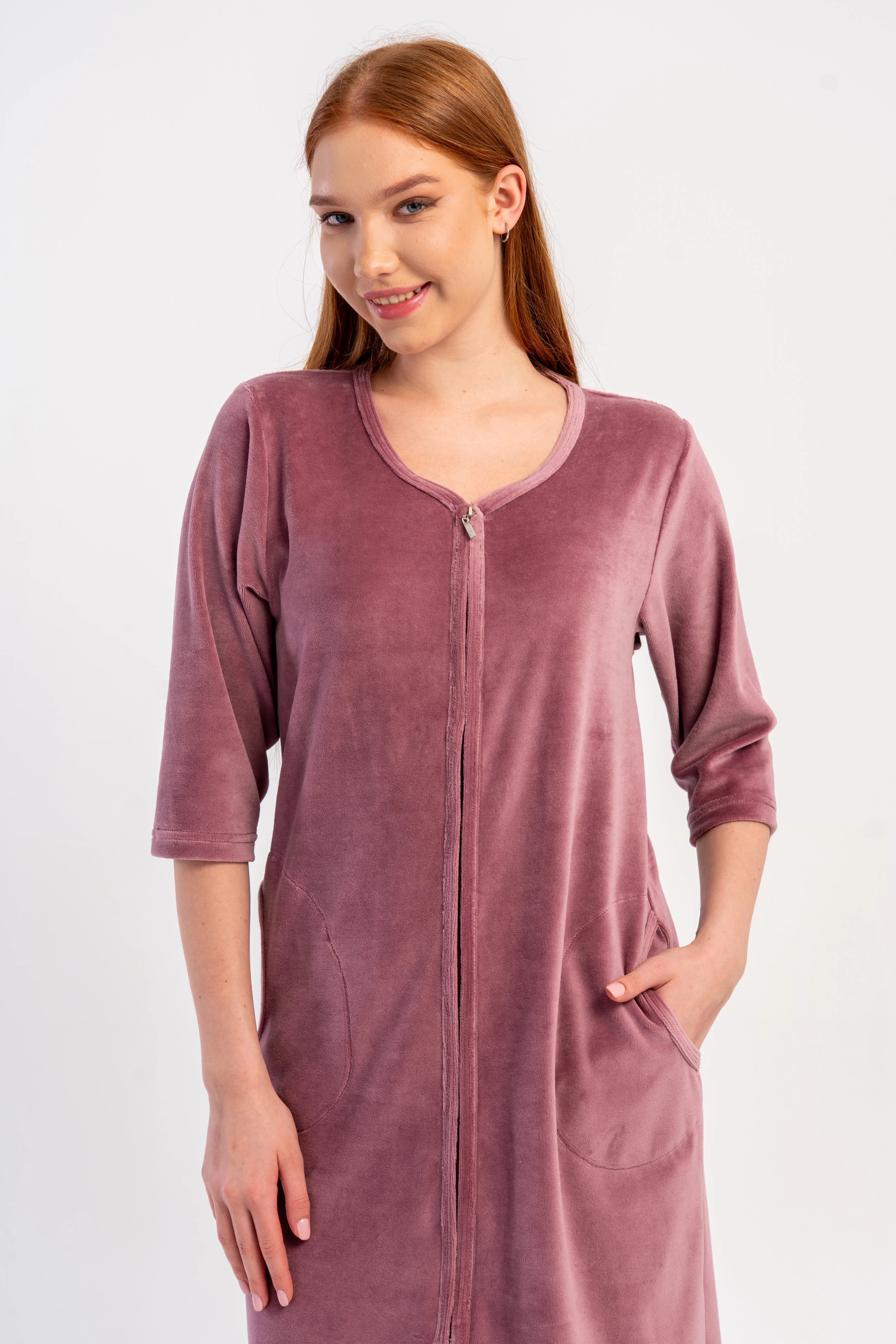 DSC00825 SZLAFROK DAMSKI welur model: 5070150000 (M, L, XL, XXL) - obrazek 3