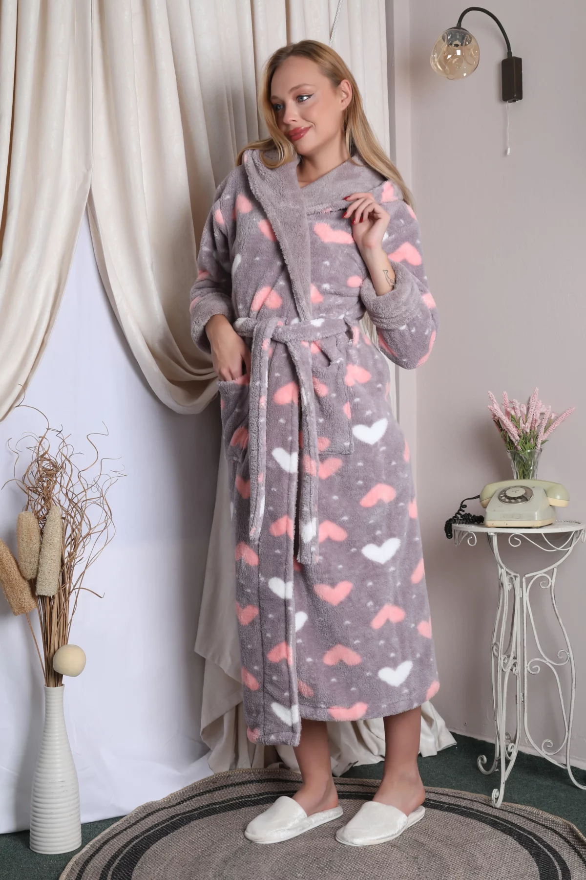 SZLAFROK DAMSKI softowy model: 3036 (S/M, L/XL, XXL) - obrazek 4